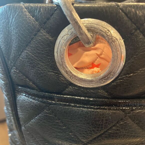 Brighton Black Leather Quilted hand shoulder Bag - Picture 13 of 13